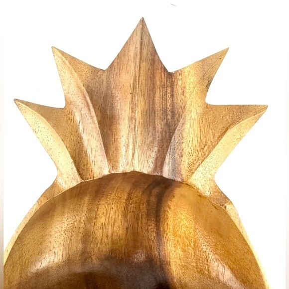 Vintage Monkey Pod Divided Wood Pineapple Serving Tray/Trinket Dish Acacia Wood - Picture 2 of 5
